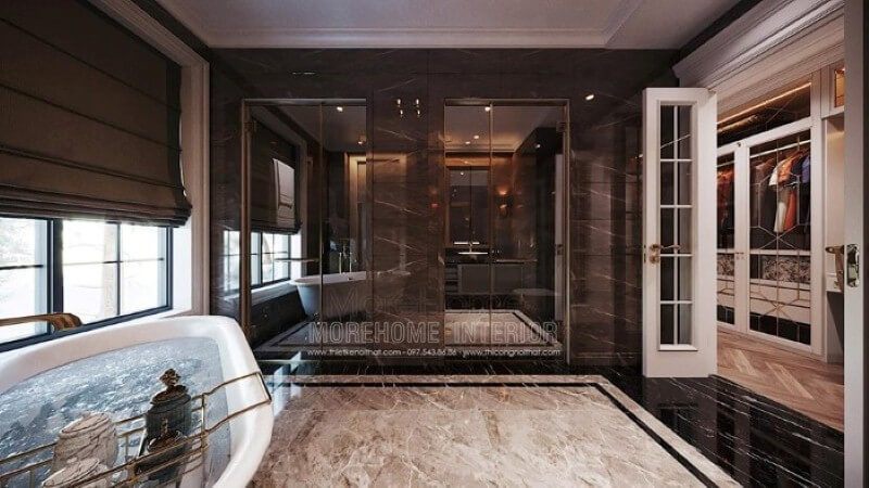 Cửa kính cường lực cao cấp lựa chọn tuyệt vời tạo nên vẻ đẹp sang trọng, đẳng cấp cho không gian phòng tắm biệt thự, nhà phố.