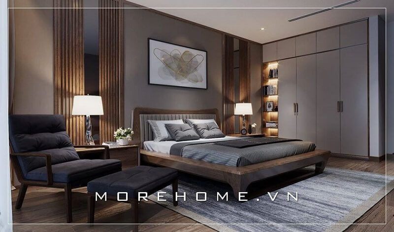 Mẫu thiết kế nội thất phòng ngủ đep do MoreHome thiết kế mang đến nhiều cảm xúc cho mọi người khi chiêm ngưỡng với sự kết hợp hài hào của các muốn đồ nội thất, cách tranh trí độc đáo,bắt mắt