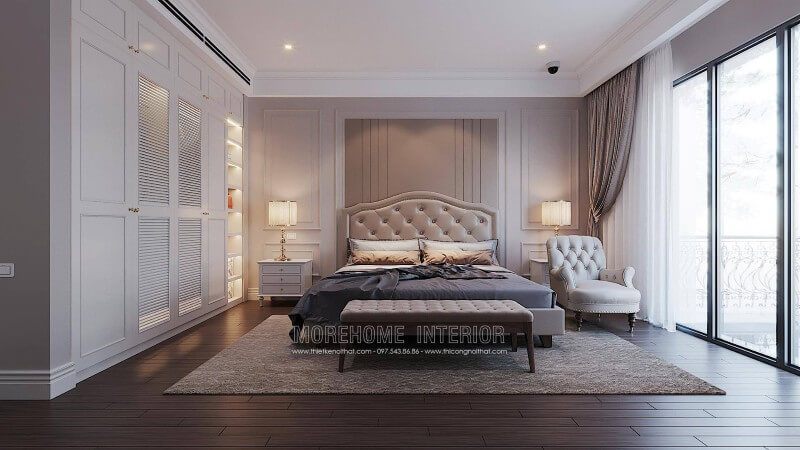 Mẫu giường ngủ bọc da phong cách tân cổ điển sang trọng cao cấp