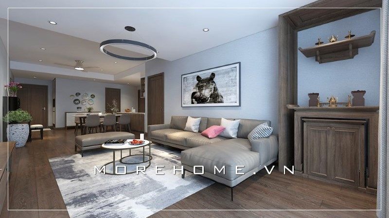 Ngây ngất trước sự sang trọng và tinh tế của mẫu thiết kế phòng khách chung cư được thiết kế bởi đội ngũ KTS tại Morehome.