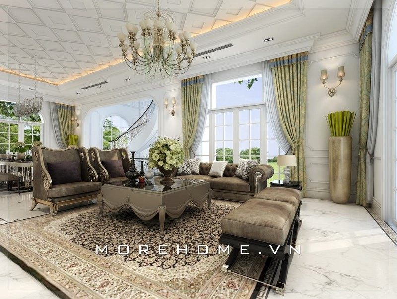 Bàn trà có thiết kế tinh tế giúp tạo nên sự thanh thoát và sang trọng cho không gian phòng khách.