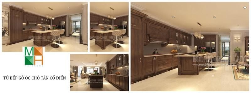 Tủ bếp gỗ óc chó Sang trọng - Cao cấp được thiết kế dựa trên nhu cầu sử dụng của gia chủ, với màu sắc đặc trưng, tạo nên điểm nhấn nổi bật trong không gian sống.