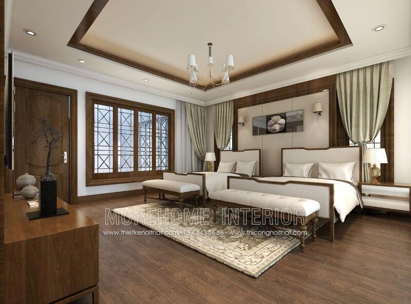 . Giường ngủ phong cách Nhật Bản mới lạ có thiết kế đơn giản và thanh mảnh ở phần chân giường, đảm bảo sự vững chãi, chắc chắn và giữ được vẻ đẹp của sở hoa anh đào.